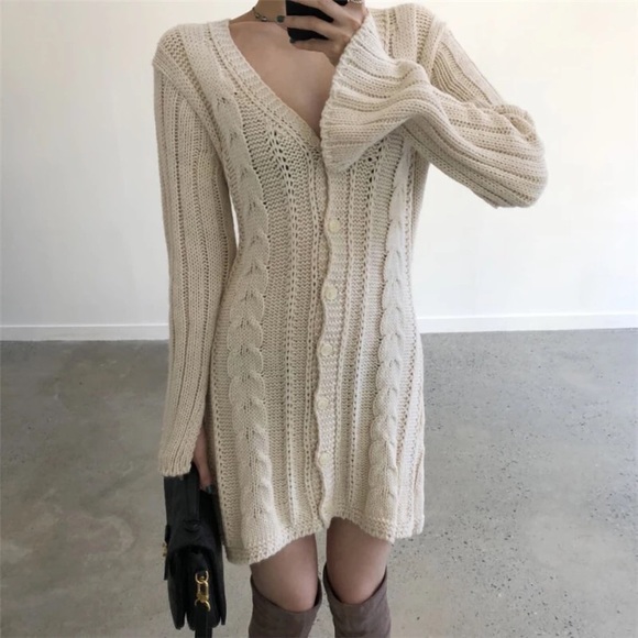 Dress cardigan sweater braid twist knit sexy women - Picture 6 of 6